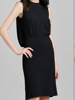 L'AGENCE Split Back Draped Viscose Chiffon Cocktail Sleeveless Dress Black Sz 0